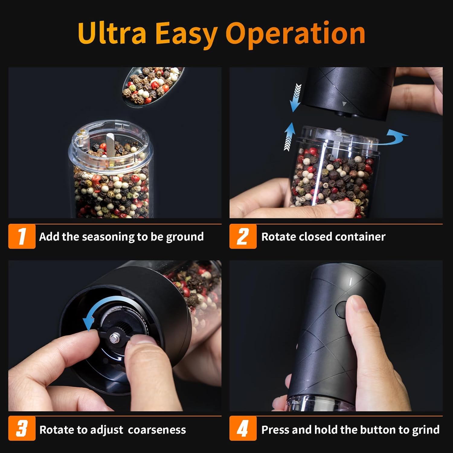 Thumbnail 6 de Lidaop 2Pack Electric Salt & Pepper Grinder Set
