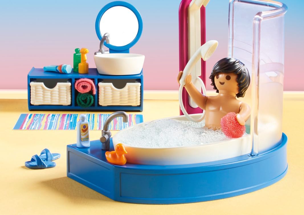 Detalle de PLAYMOBIL Dollhouse 70211 Badezimmer (ab 4 Jahren) mit 51-teiligem Zubehör