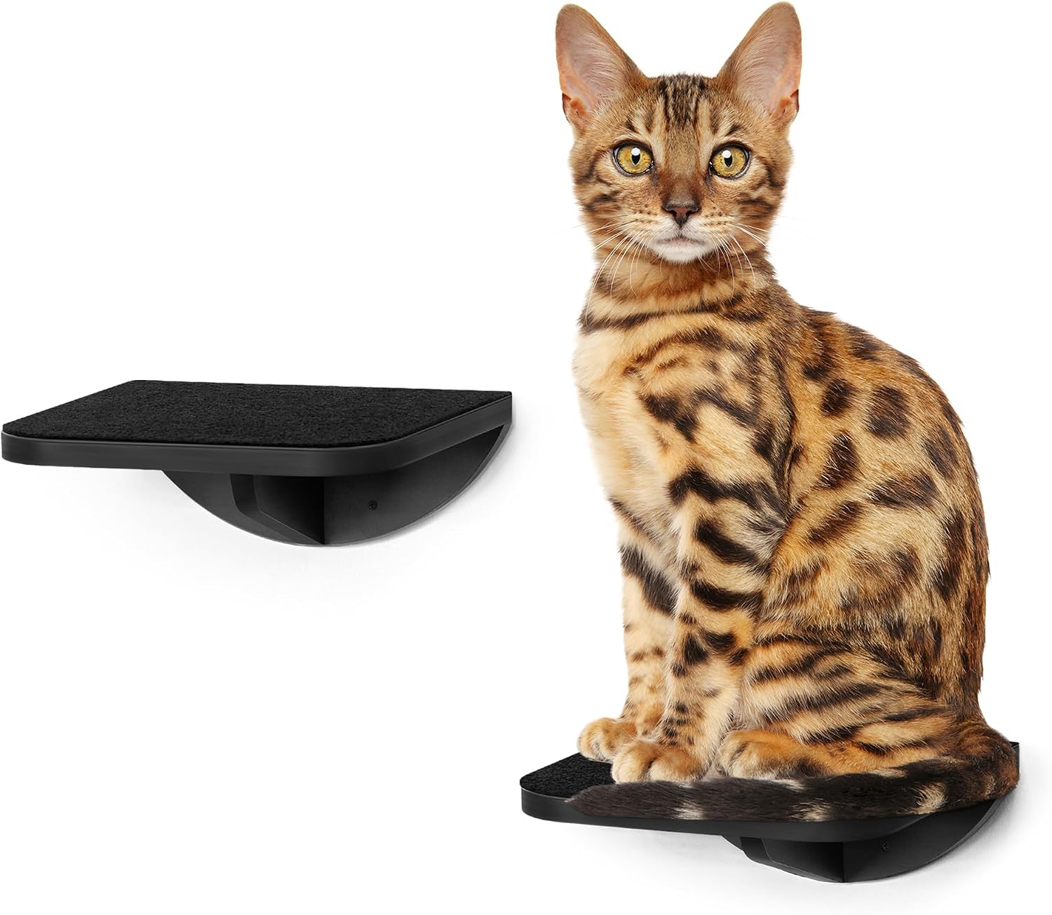 Detalle de 2PC Cat Stairs with Scratching Mat – Wall-Mounted Wooden Climbing Shelves with Foam Cushion