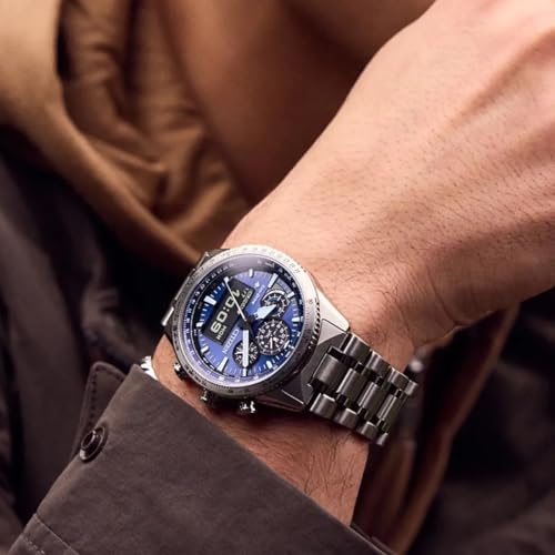 Detalle de Citizen Promaster JV2000-51L Herrenchronograph – Eco-Drive, Saphirglas, blaues Zifferblatt, 43 mm