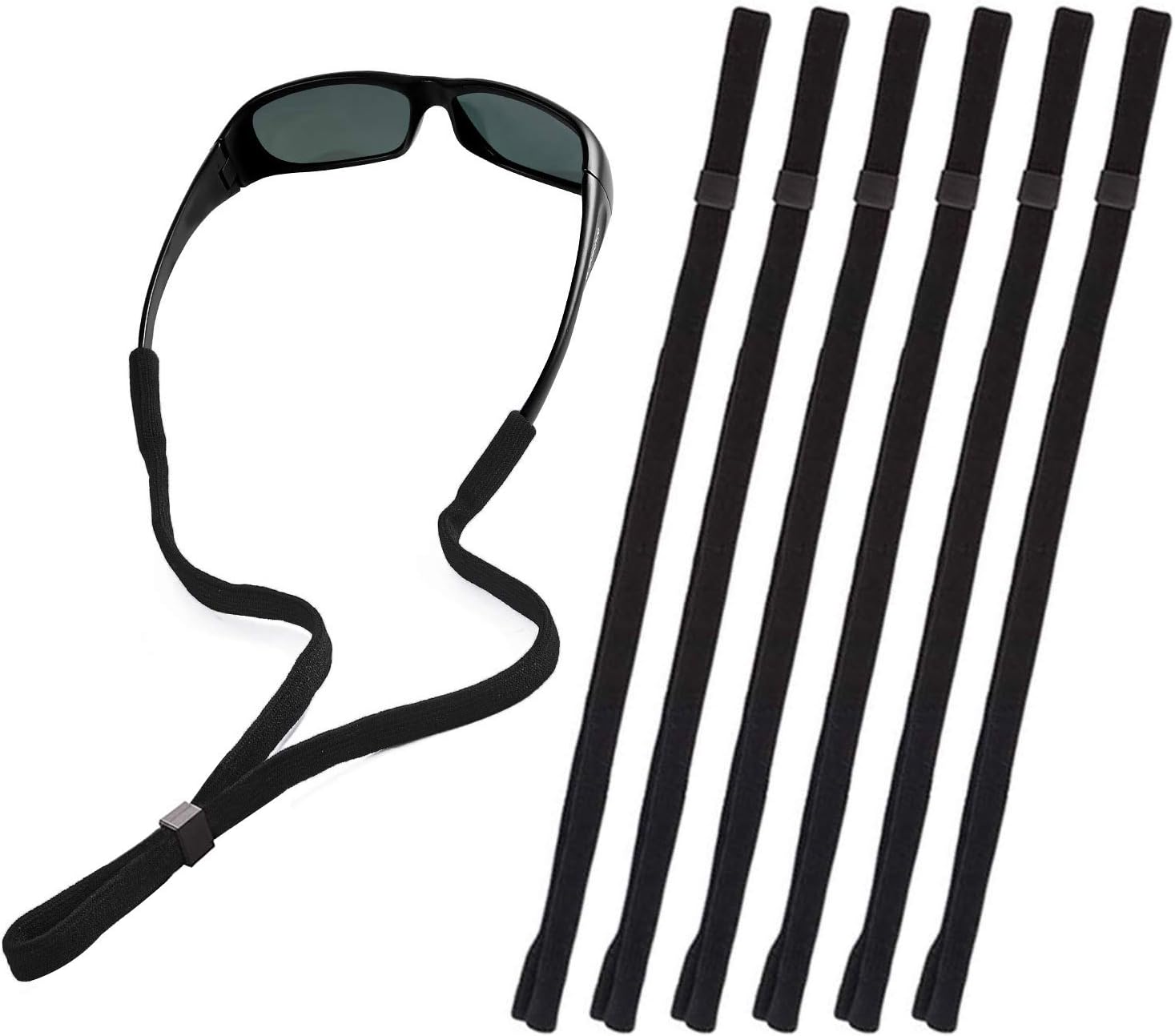 Detalle de SHINKODA 6-Pack Eyeglass Retainer Straps, Adjustable Nylon-Spandex, 11.8-Inch