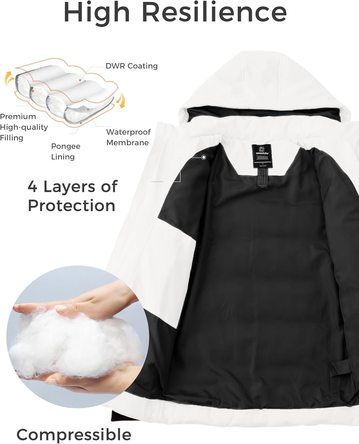 Detalle 2 de Wantdo Giacca Invernale Uomo idrorepellente 3000 mm