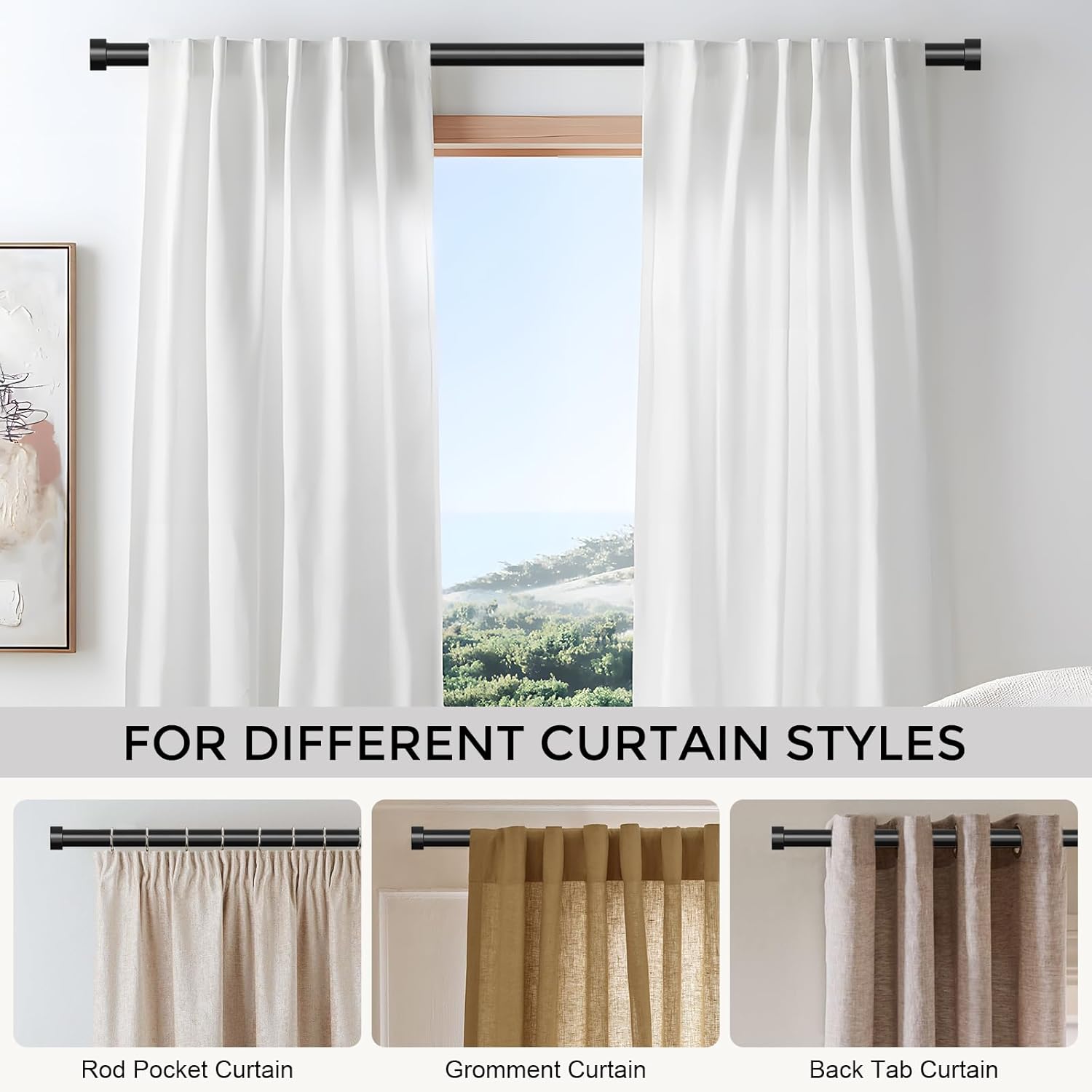 Thumbnail 5 de VOIIY Curtain Rods 36โ88" adjustable curtain rod ๐ช