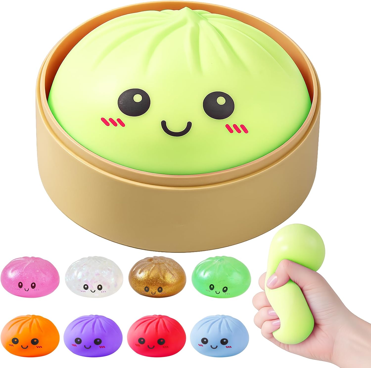 Detalle de Dumpling Squishies: Glitter Dumpling Mystery Box (Green)