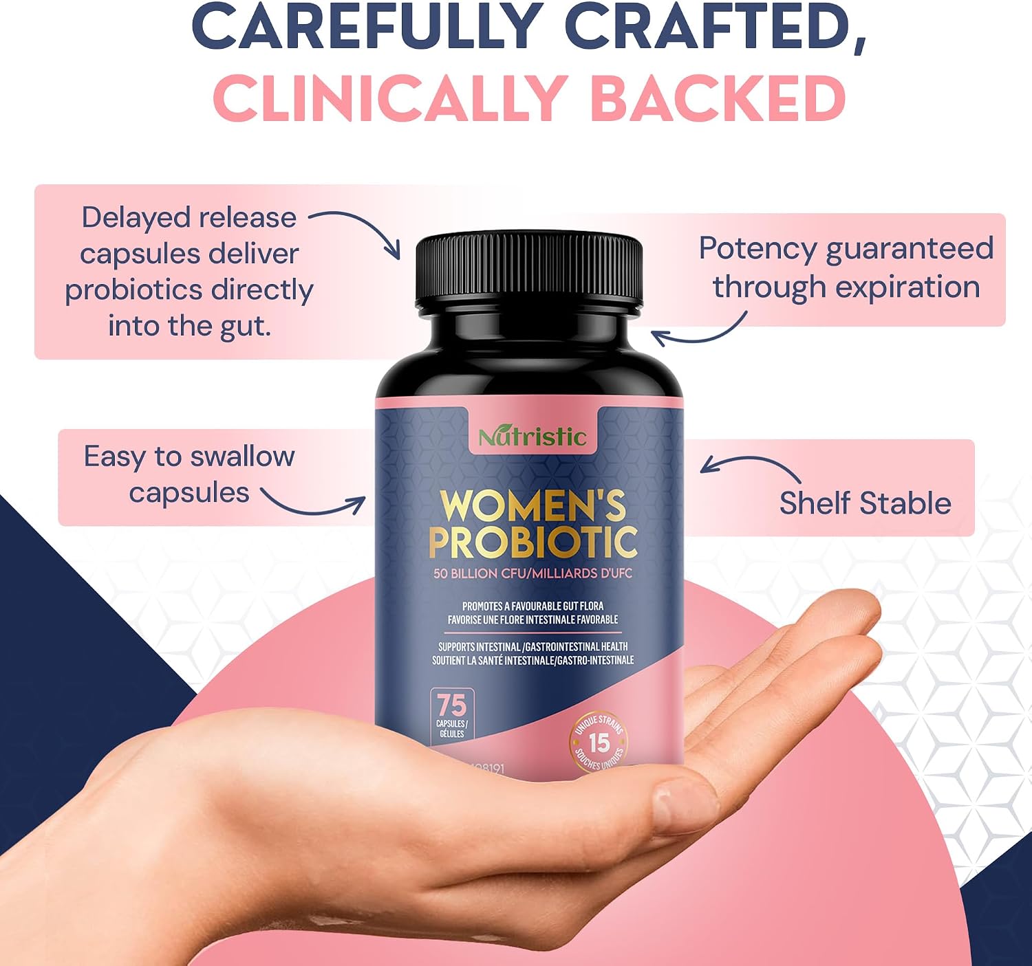 Detalle 2 de Nutristic Women’s Probiotic Capsules, 15 Strains, 50 Billion CFU