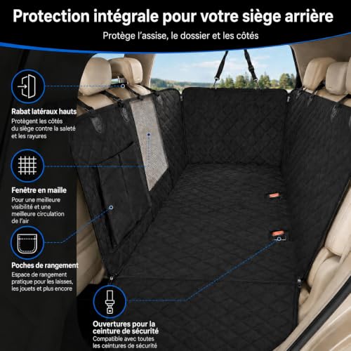 Thumbnail 1 de Sosayet Housse auto pour chien 137 x 147 cm, imperméable avec fenêtre en maille