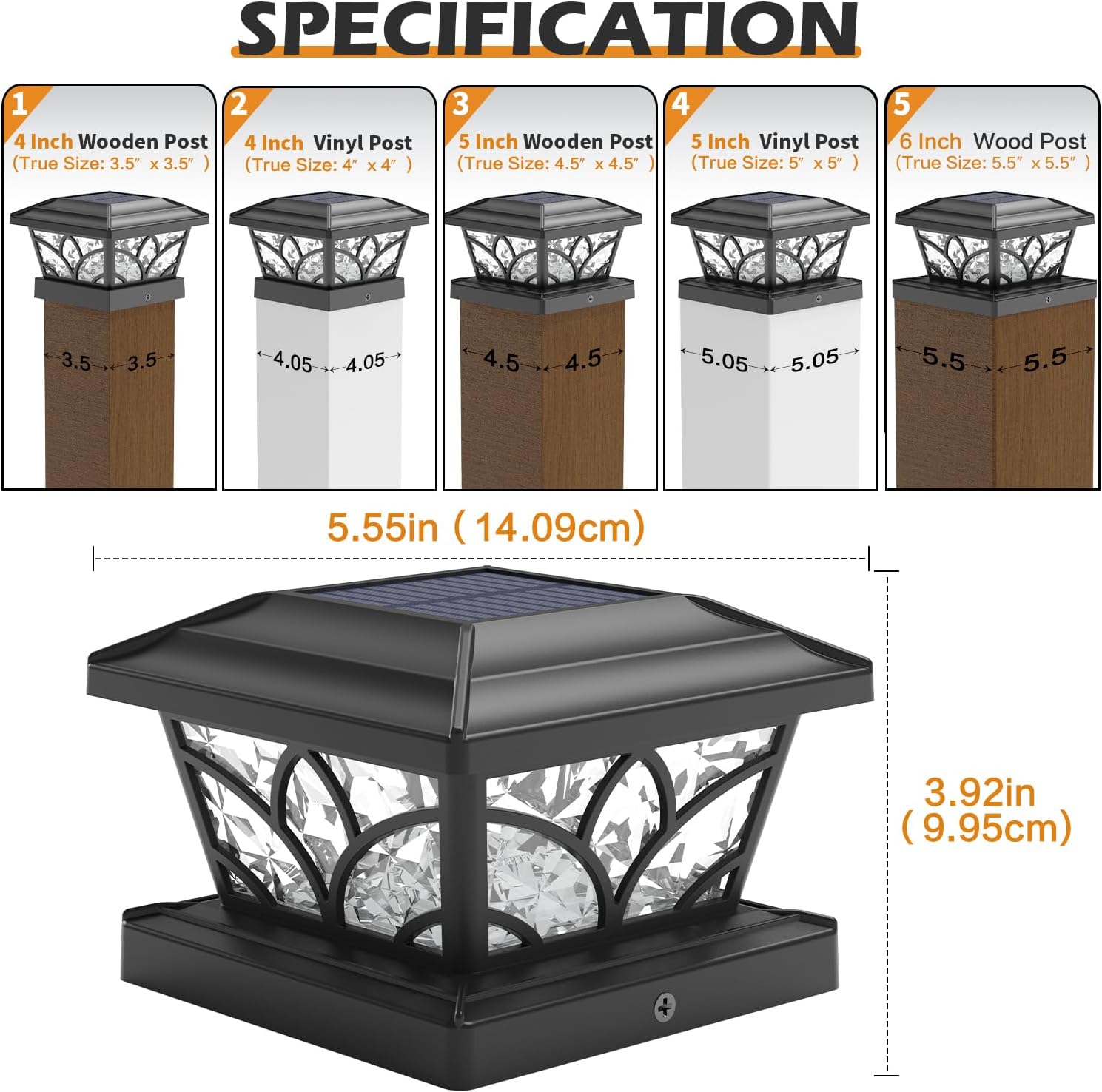 Detalle de SIEDiNLAR Solar Post Cap Lights 4 Modes