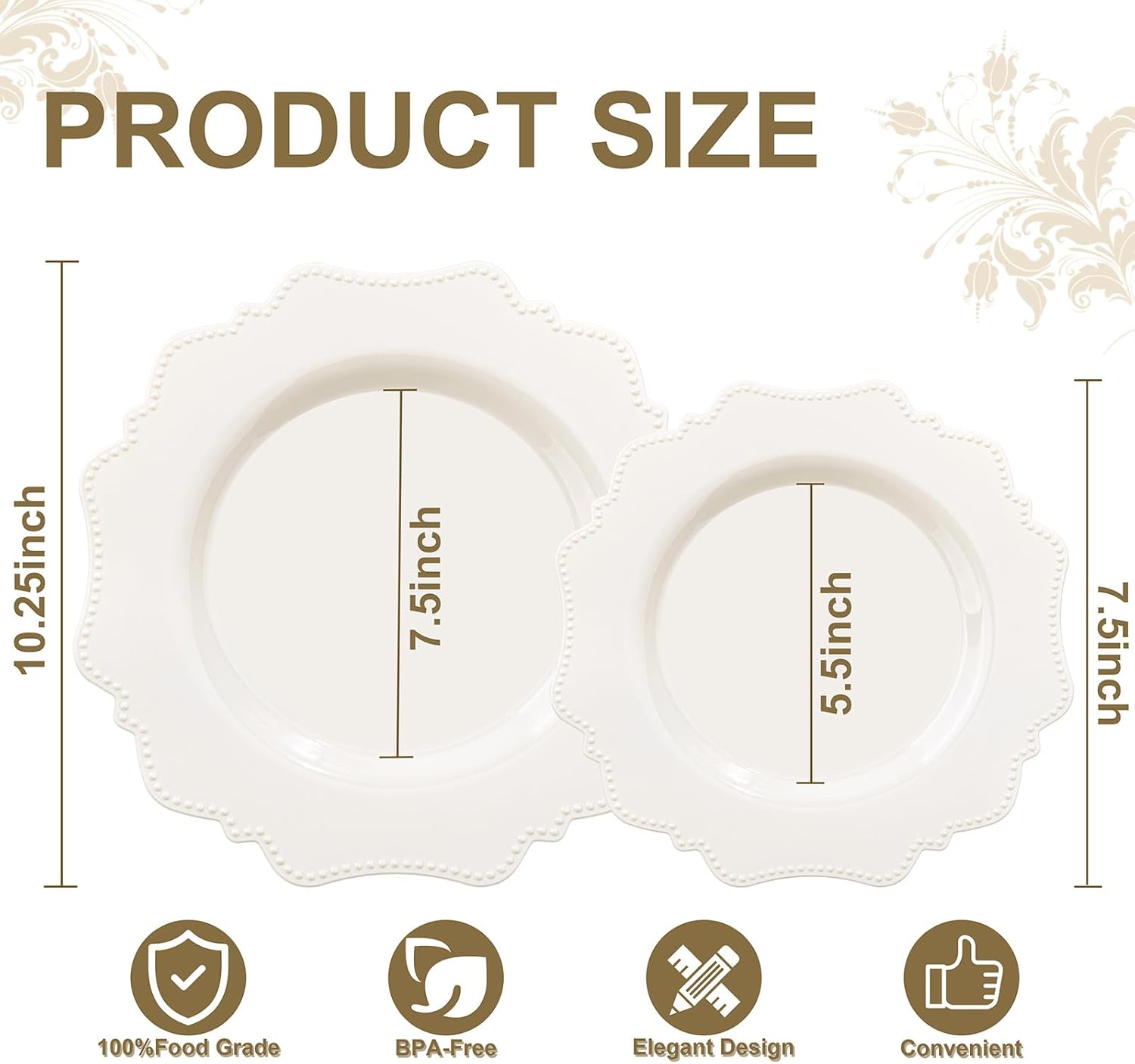 Thumbnail 2 de Colosus Ivory Plastic Plates 60pc