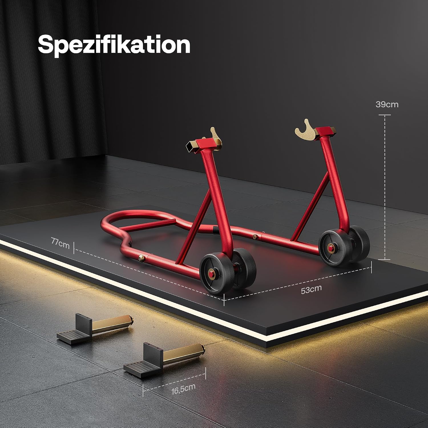 Thumbnail 6 de SPECSTAR Motorradständer hinten Set (200 kg) mit verstellbaren Stützen für Suzuki, Yamaha, Honda & Kawasaki – rot