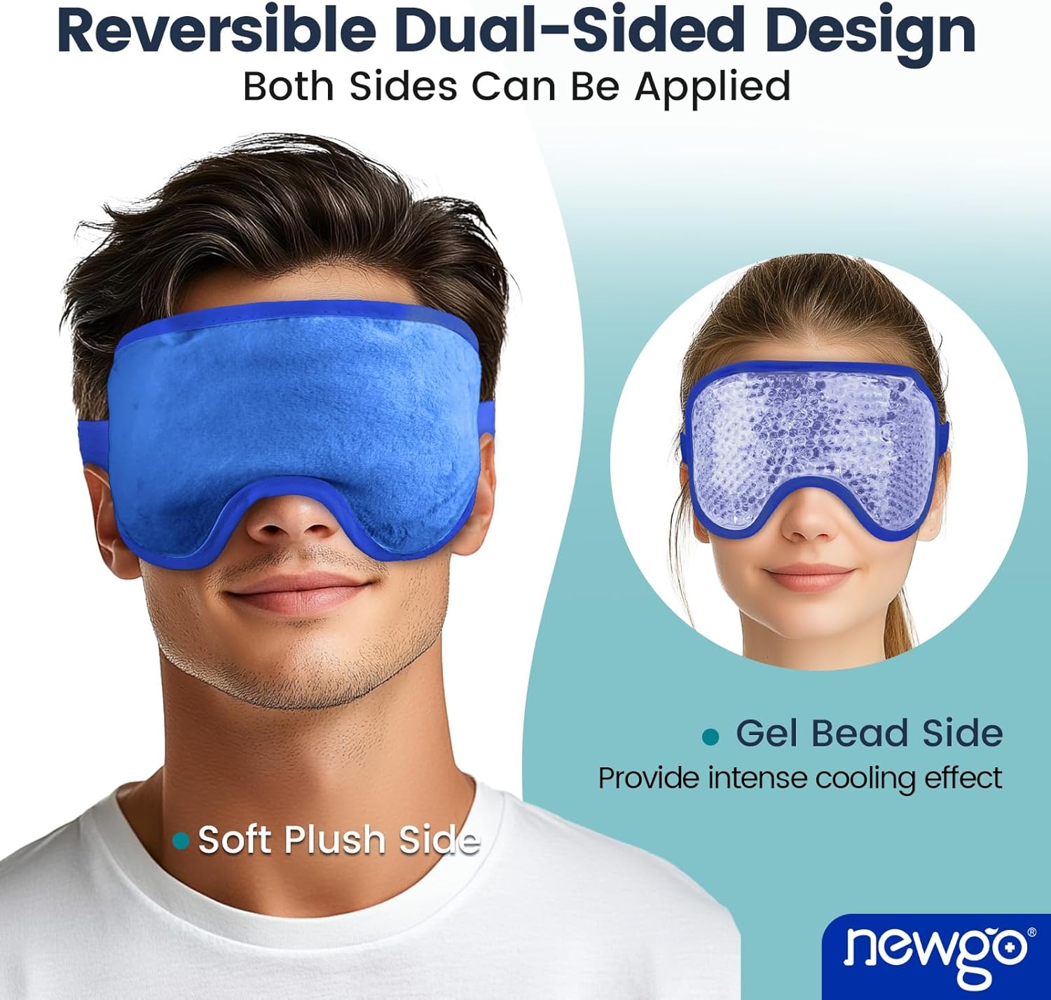 Thumbnail 3 de NEWGO Cooling Eye Mask for Puffy Eyes — Reusable Hot & Cold Gel Eye Mask for Migraine, Dark Circles, and Sinus Pain