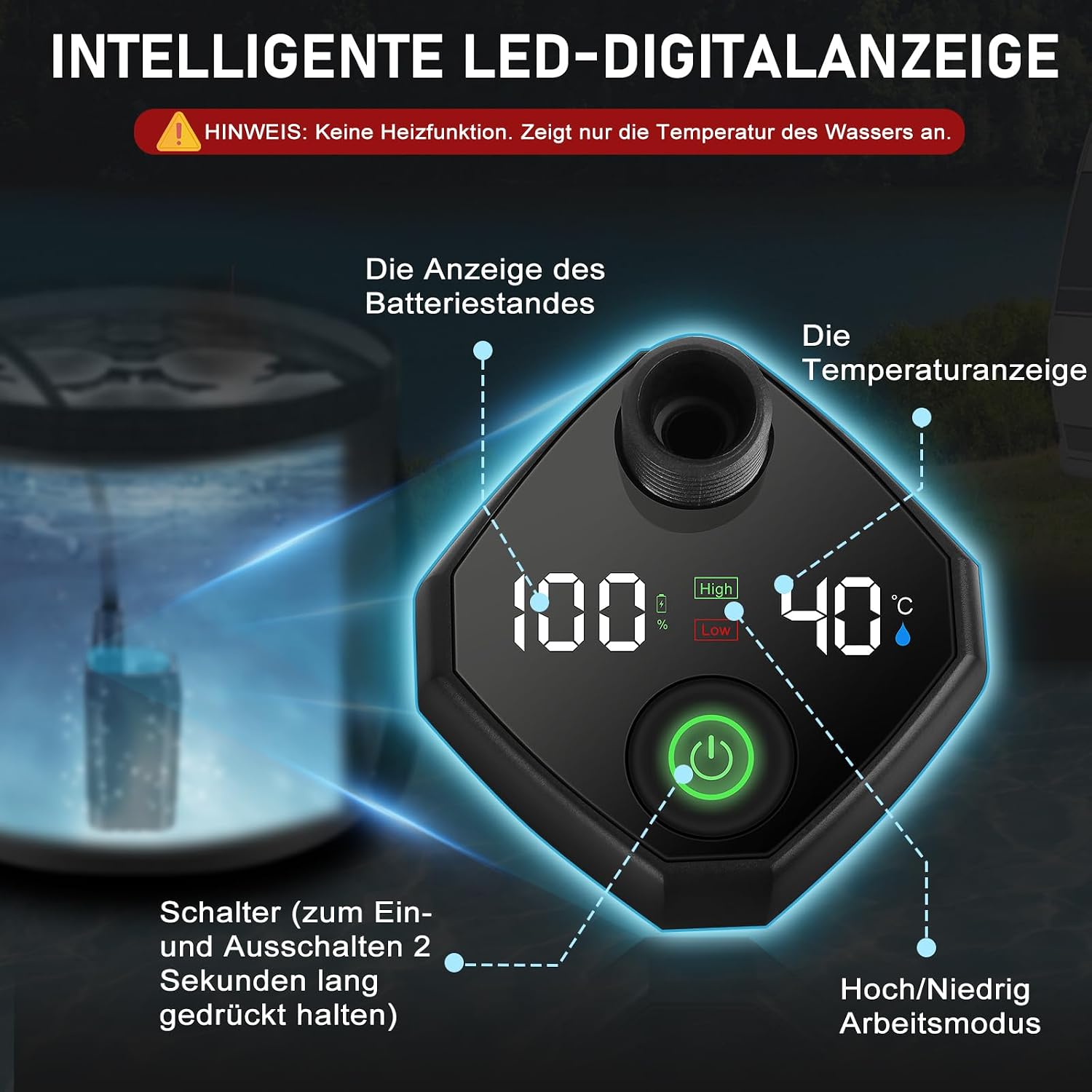 Thumbnail 2 de Spopal Campingdusche Tragbare – 20L Klappbarer Eimer, 6000mAh Akku, 4Duschmodi, IPX7 Outdoor-Dusche
