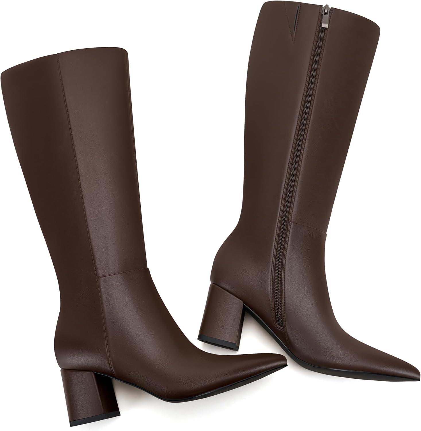 Thumbnail 6 de Yamvim Knee-High Boots with Pointed Toe, Side Zip and Chunky Block Heel
