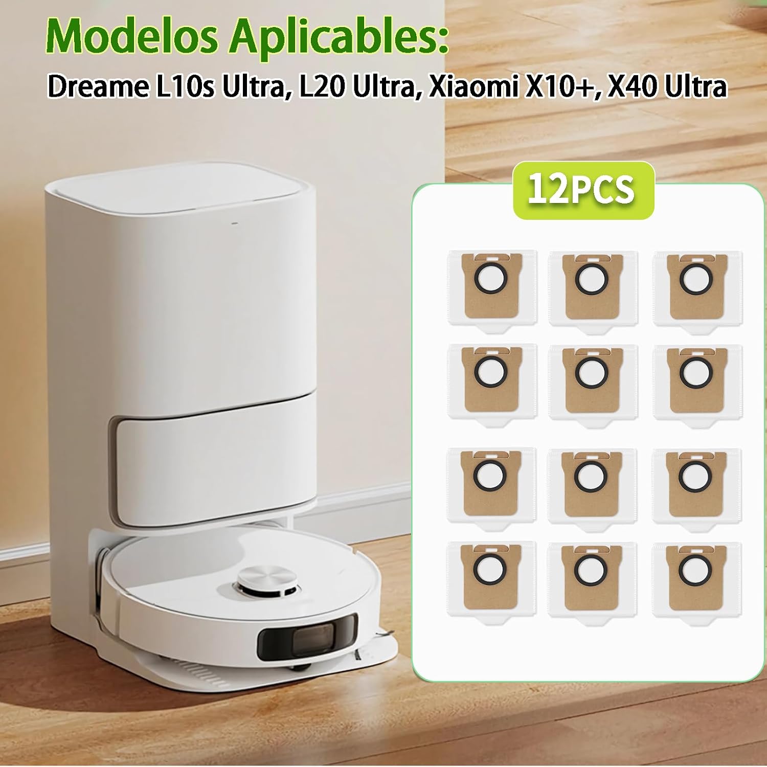 Detalle 2 de Bolsas de polvo 12 pcs para Dreame L10s Ultra y Xiaomi X40🧹