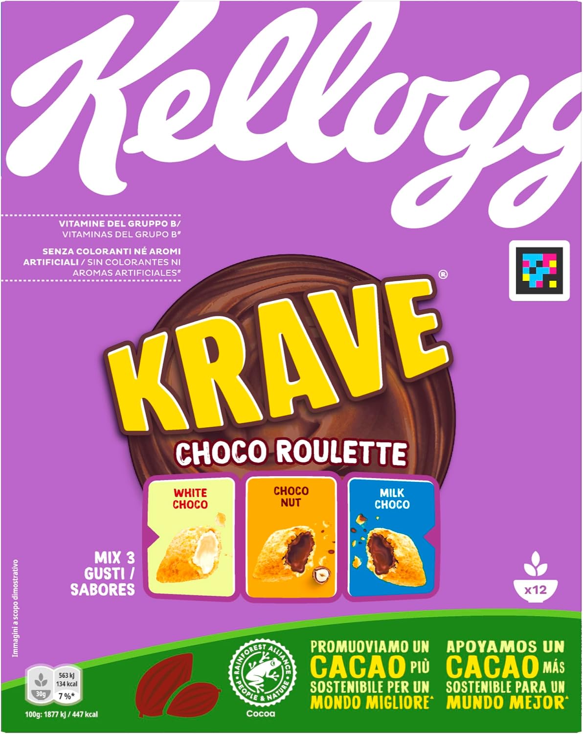Kellogg's Krave Roulette – Gusto nocciola, cioccolato bianco e al latte, confezione da 375 g
