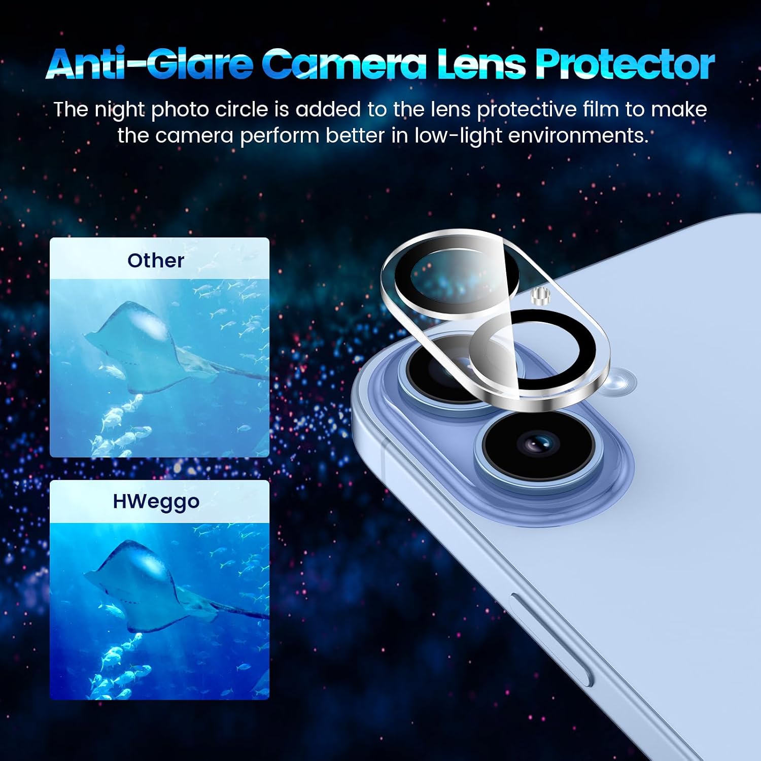 Detalle de Pack HWeggo 2 + 2 pour iPhone 17 : film de confidentialité anti-espion + protection caméra (verre trempé HD, noir)