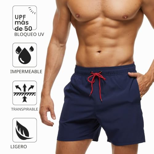 Thumbnail 4 de Aisprts Bañador Hombre con Bolsillos y Cremallera: shorts de playa de secado rápido y cordón ajustable