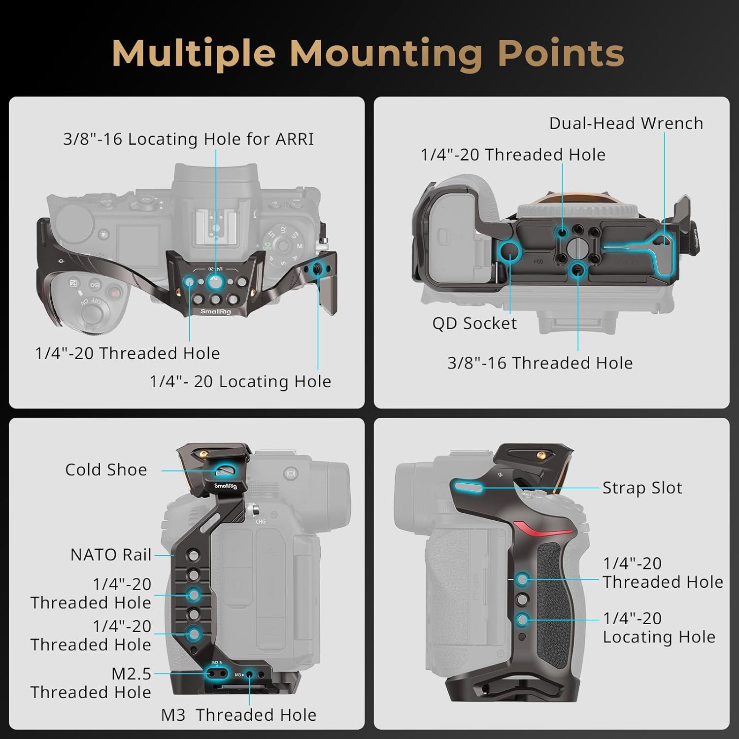 Thumbnail 2 de SMALLRIG Night Eagle Cage Z6III pour Nikon Z6 III — Cage complète en alliage d'aluminium avec plaque de dégagement rapide et support Cold Shoe