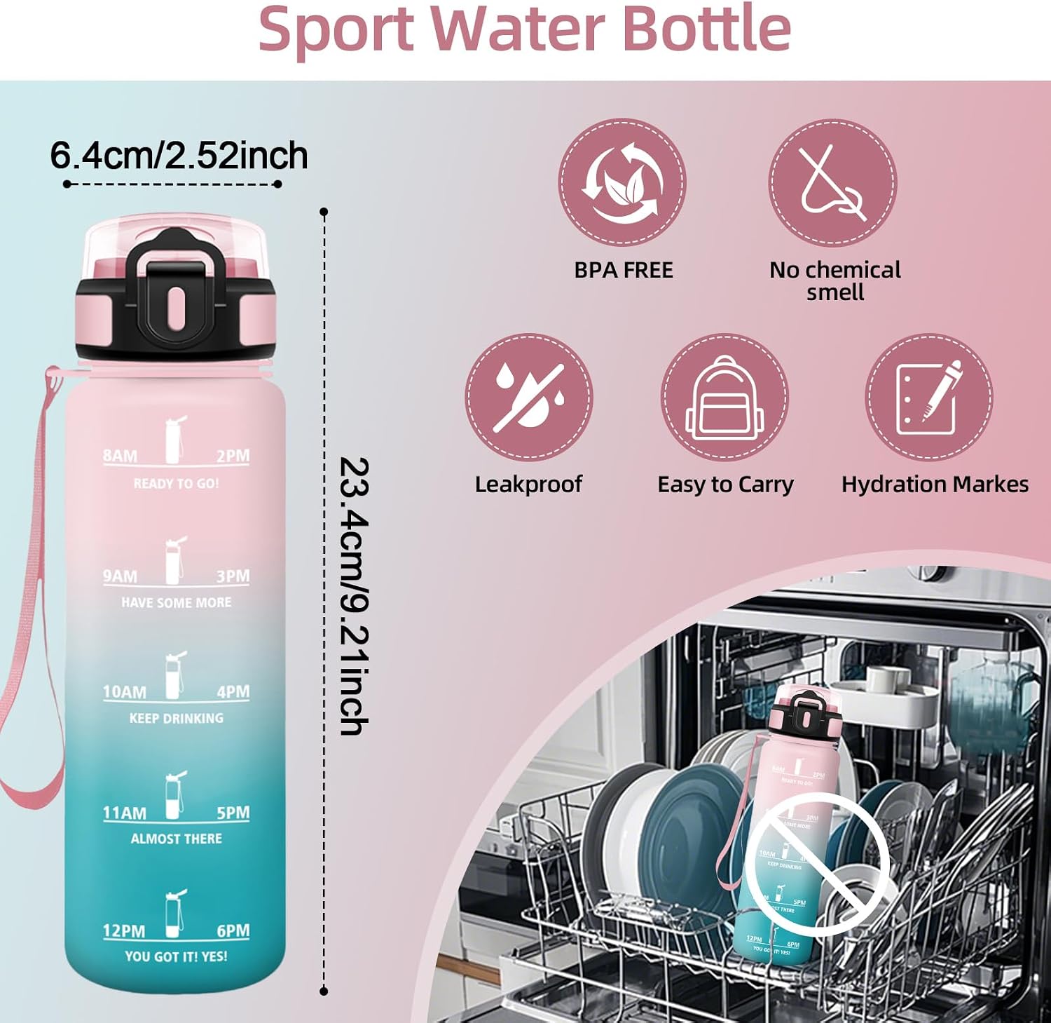 Detalle de HoneyHolly Botella Agua 500ML para deporte