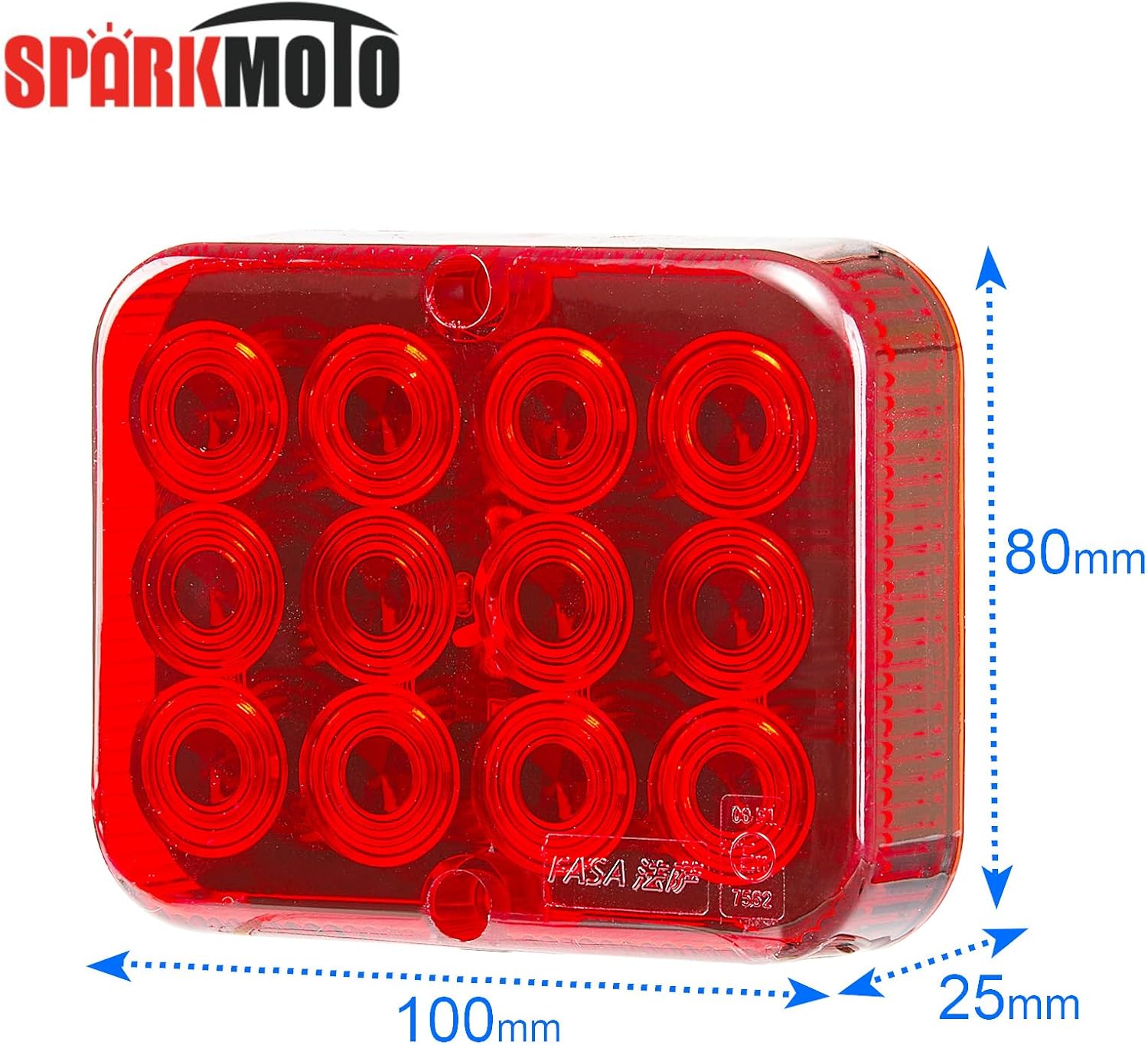 Detalle de SPARKMOTO 2 x Trailer LED Fog Lights – 12V Universal Rear Fog Light with IP67 Waterproofing