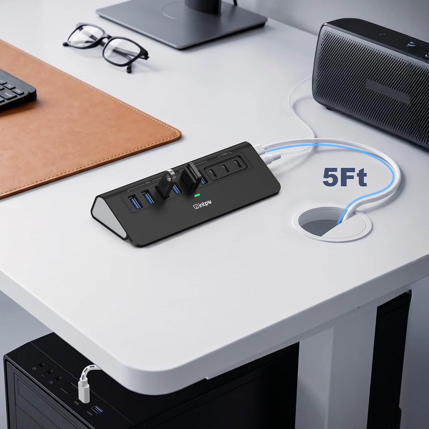 Detalle de intpw 9-Port Powered USB Hub with 10Gbps USB 3.2 and 45W PD