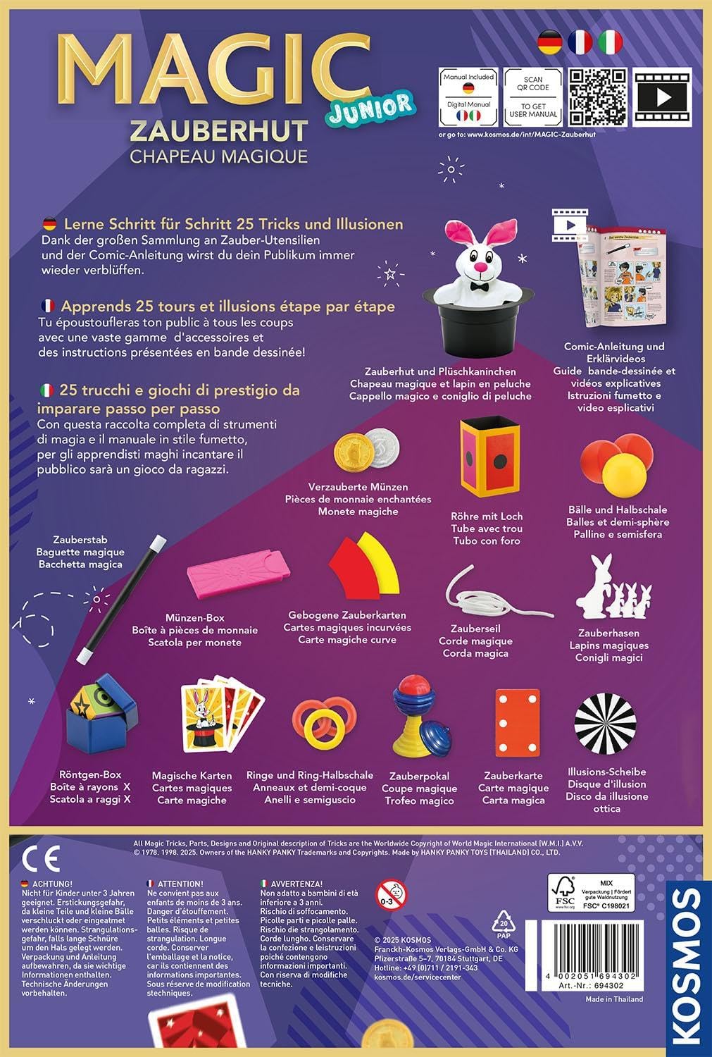Detalle de Kosmos 694302 Chapeau Magique, Kit de Magie – 25 Tours et Illusions pour Enfants