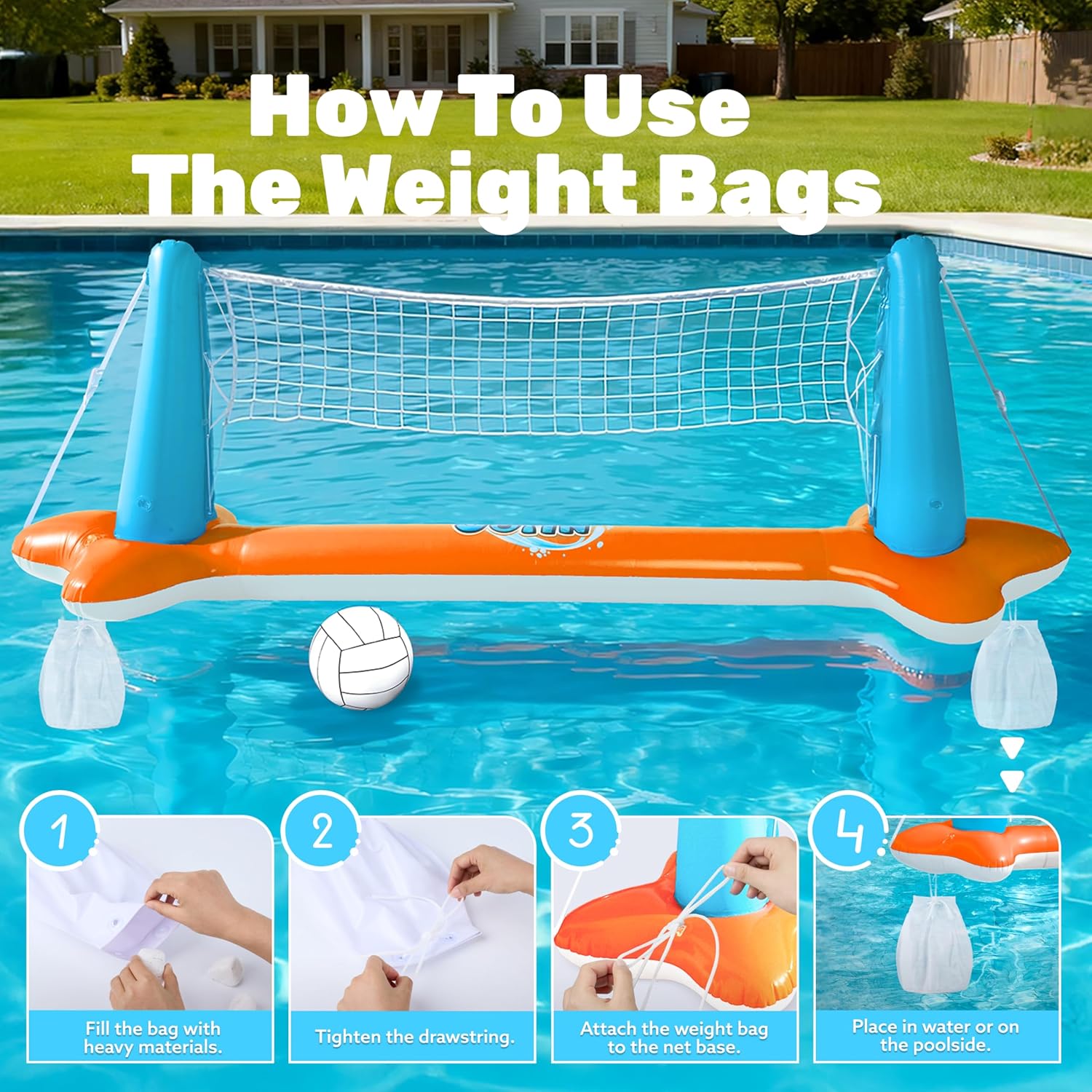 Thumbnail 3 de JOYIN Inflatable Pool Float Set: Volleyball Court Net + Basketball Hoops (Inflatable Summer Water Game)