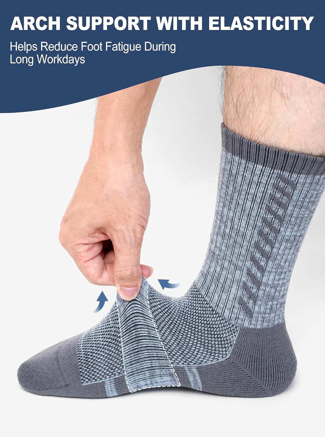 Detalle 2 de ZFSOCK Men's Work Boot Socks, Fully Cushioned with Reinforced Heels and Toes