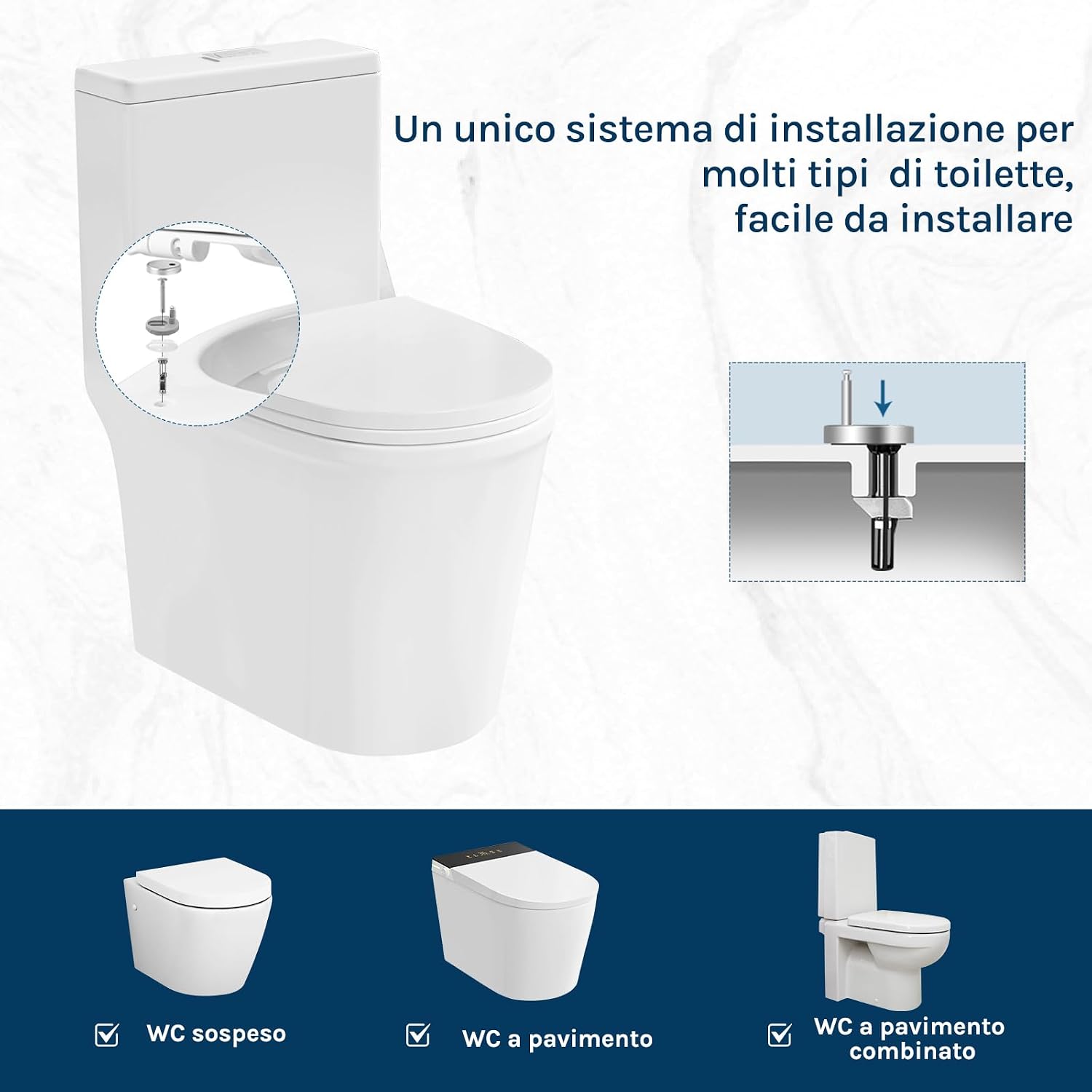 Thumbnail 5 de WOLTU Copriwater Sedile WC con Chiusura Ammortizzata Soft Close – Bianco, Forma D, Montaggio rapido