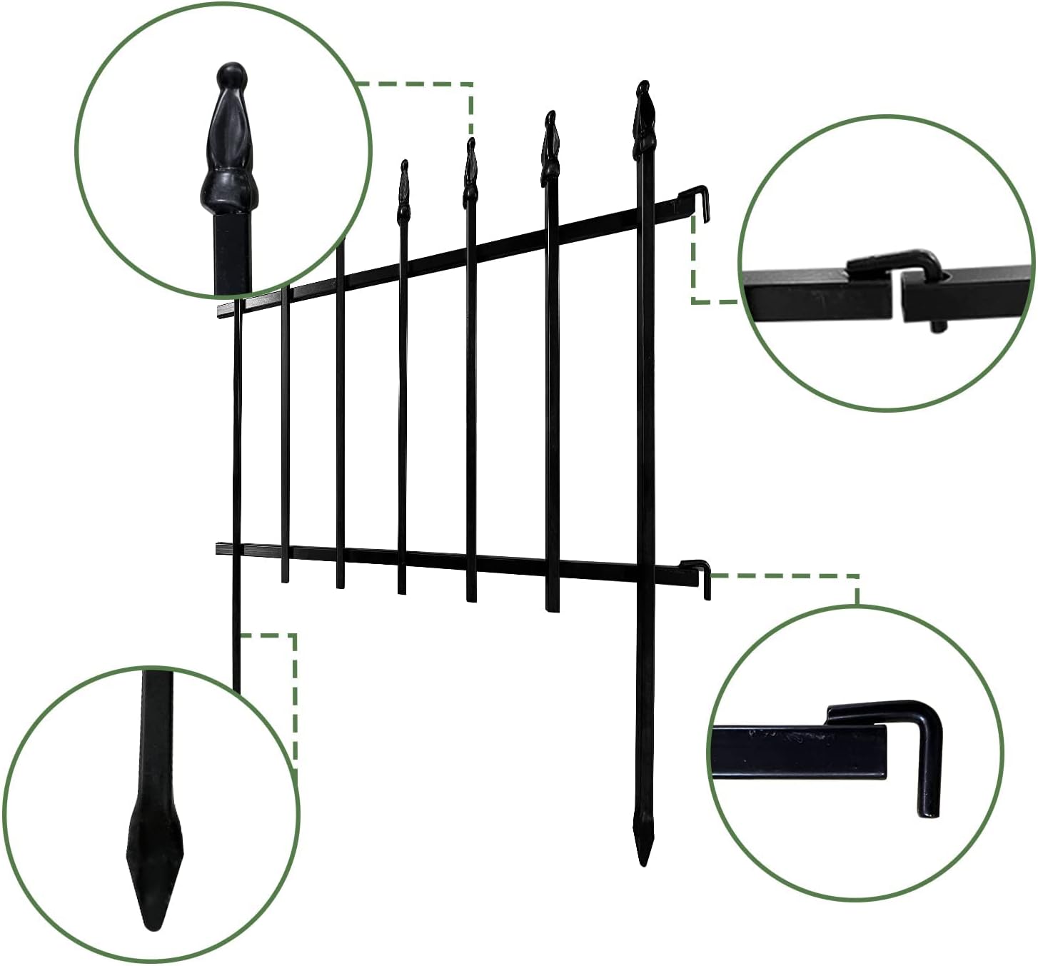 Thumbnail 4 de Thealyn Metal Decorative Garden Fence: 57cm Wide x 45cm High, 5 Panels (2.8m total) for Flower Beds and Path Edges