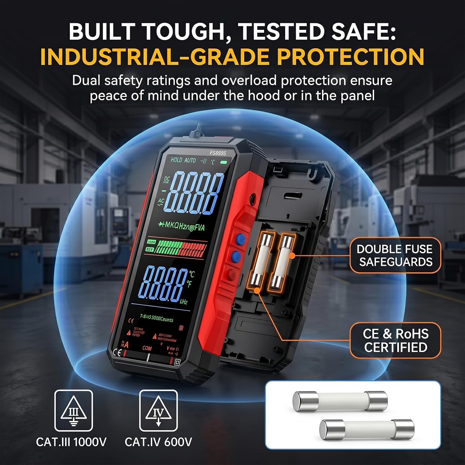 Detalle 2 de ZMIWNIED FS899L Digital Multimeter, 6000-Count True RMS, USB-C Rechargeable