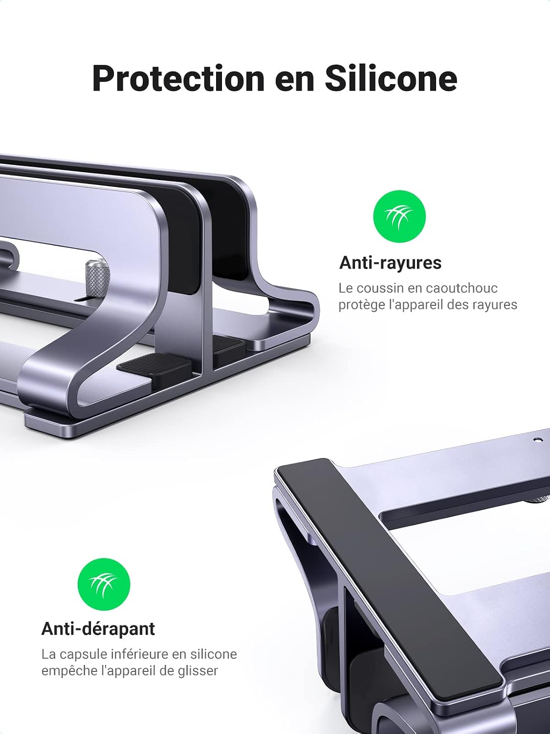 Thumbnail 5 de UGREEN 2 en 1 Support Ordinateur Portable Vertical en Aluminium – Double Porte et Réglable