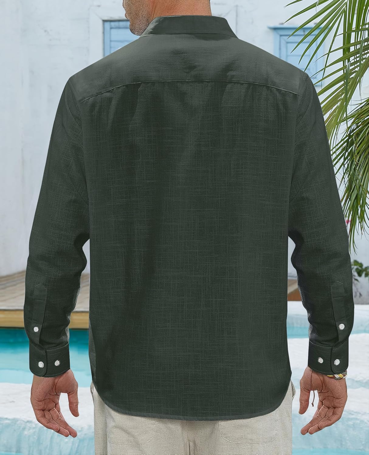Thumbnail 2 de J.VER Men's Linen Shirts Casual Button Down Long Sleeve Shirt with Pocket