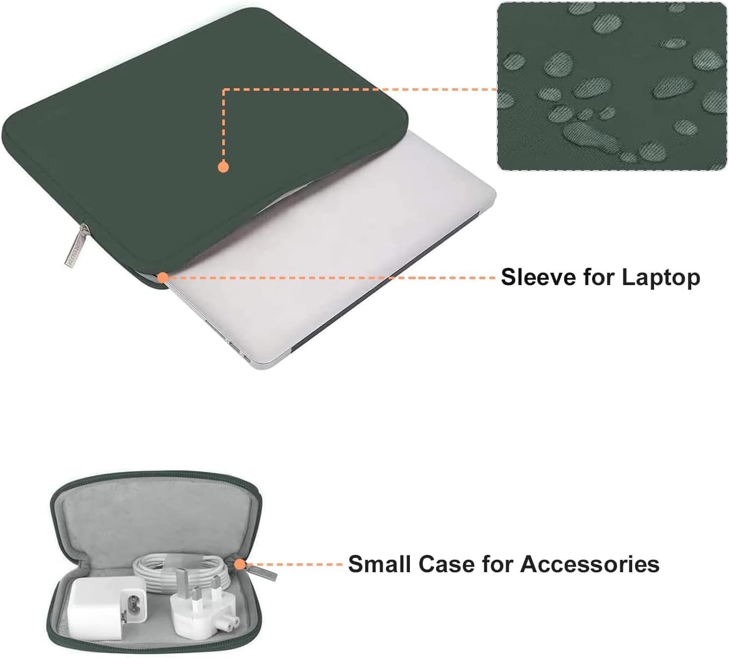 Thumbnail 1 de MOSISO Laptop Hülle Tasche 14 Zoll (Neopren, Smaragdgrün) mit kleinem Etui
