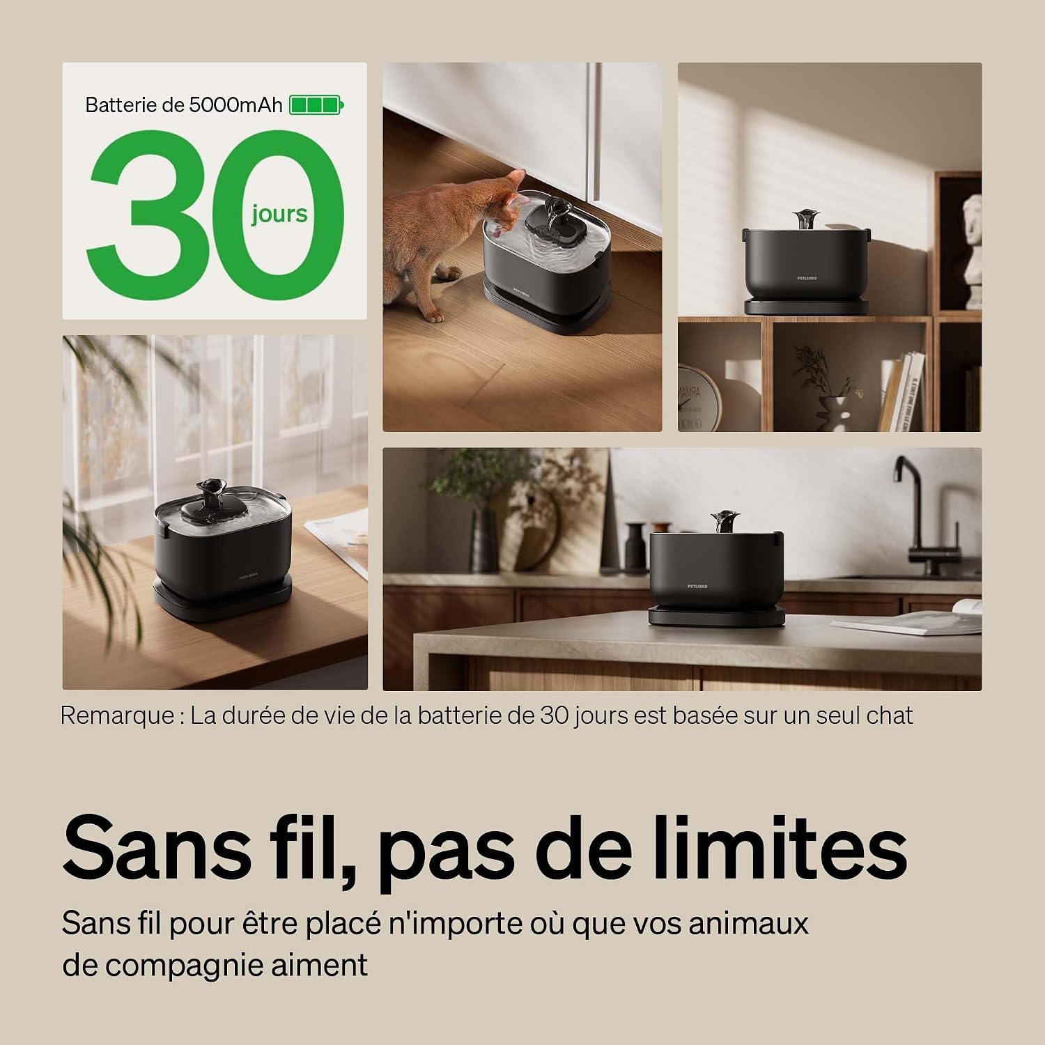 Detalle 2 de PETLIBRO Dockstream Fontaine sans fil 5000mAh đŸ