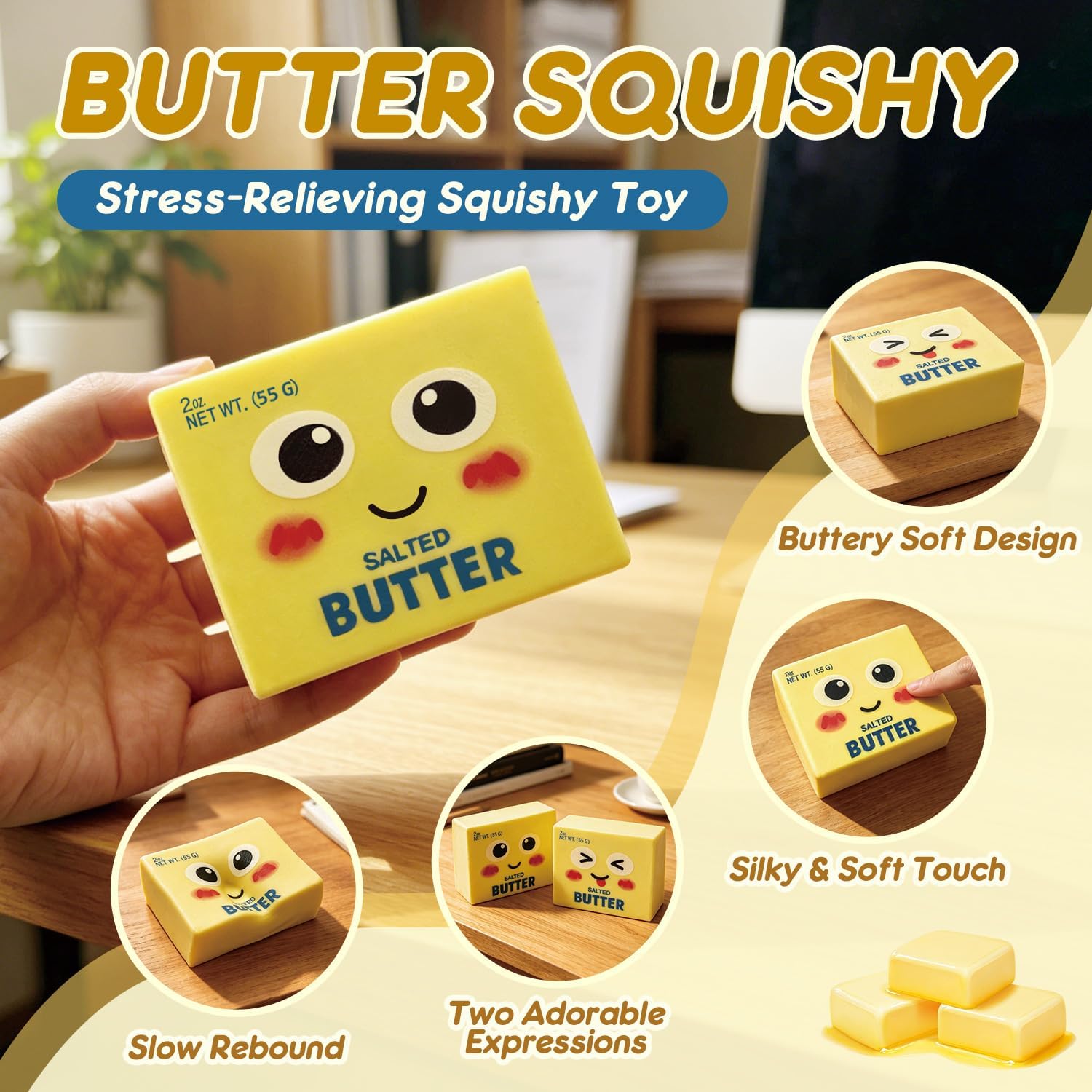 Detalle de CKXMHM Butter Squishy Toys: New Upgraded Smile Face Dumpling for Stress Relief and Desk Decor