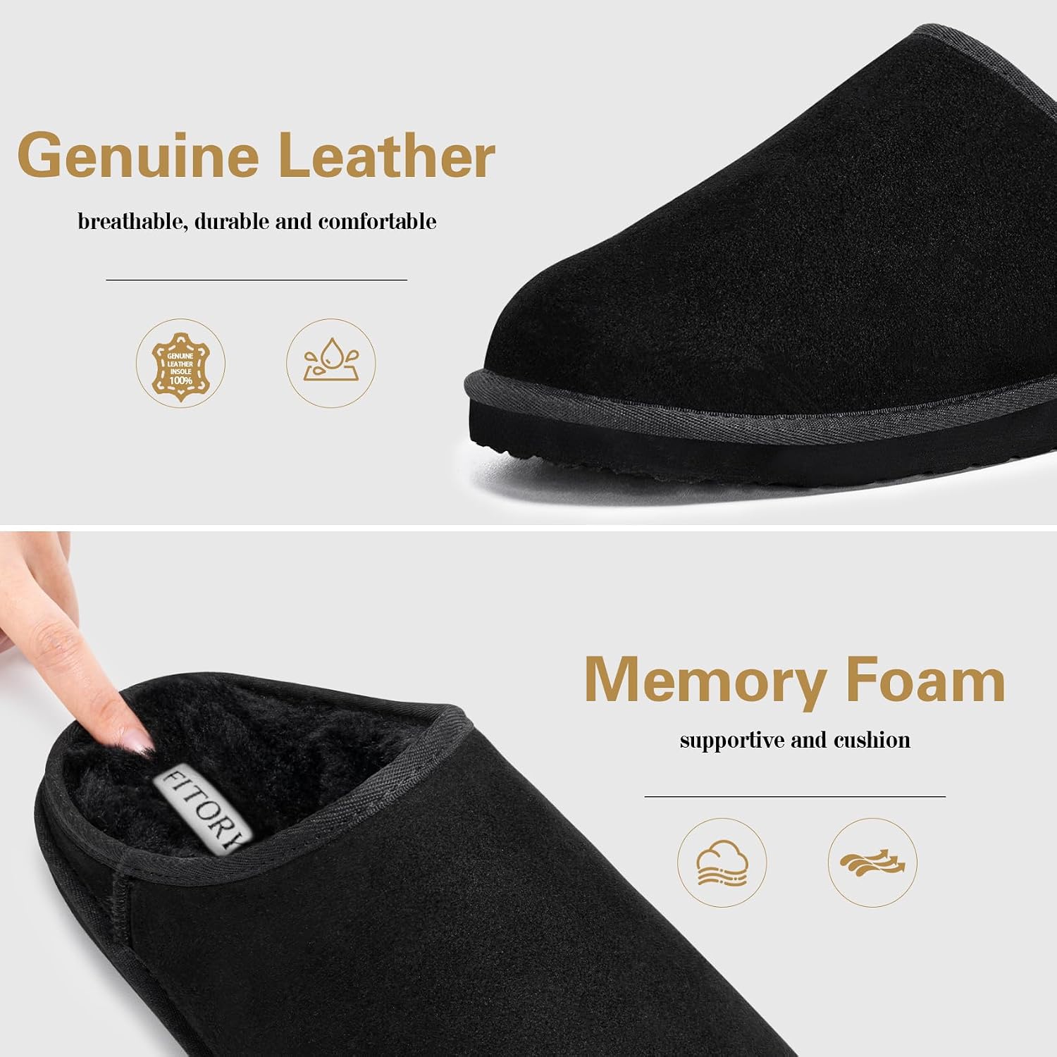Thumbnail 1 de FITORY Men’s Winter Leather Slippers Size 7-14