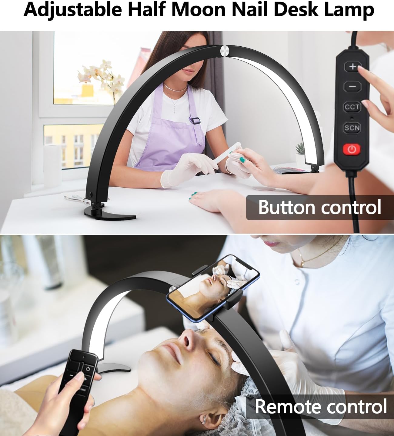 Thumbnail 1 de yAyusi Mezza Luna Lampada per Unghie da Tavolo con Supporto, 74 cm e Controller con Telecomando