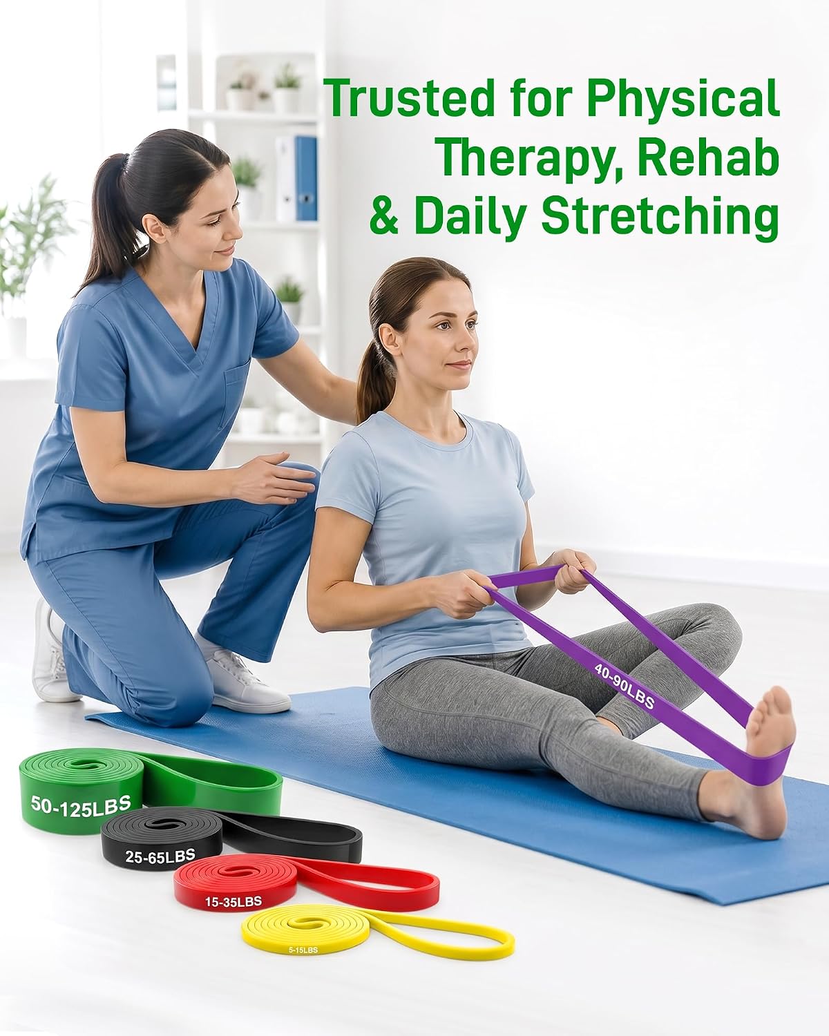 Detalle de Renoj Resistance Bands, TPE Workout Set with Five Colour-Coded Resistance Levels