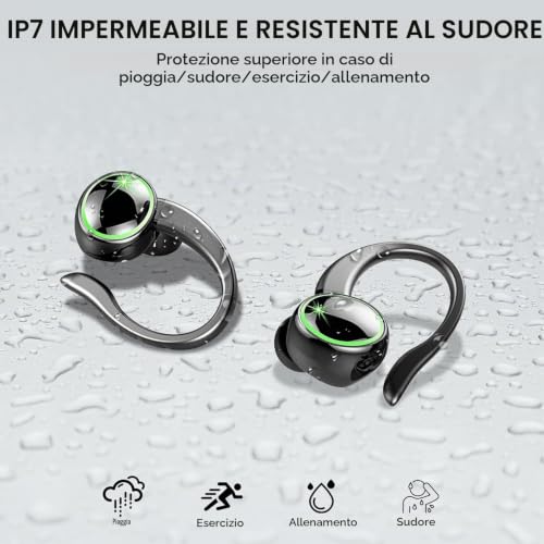 Detalle 2 de Matast 2026 Cuffie Bluetooth 5.4 Sport: auricolari In Ear con ANC ENC, LED Display e certificazione IP7