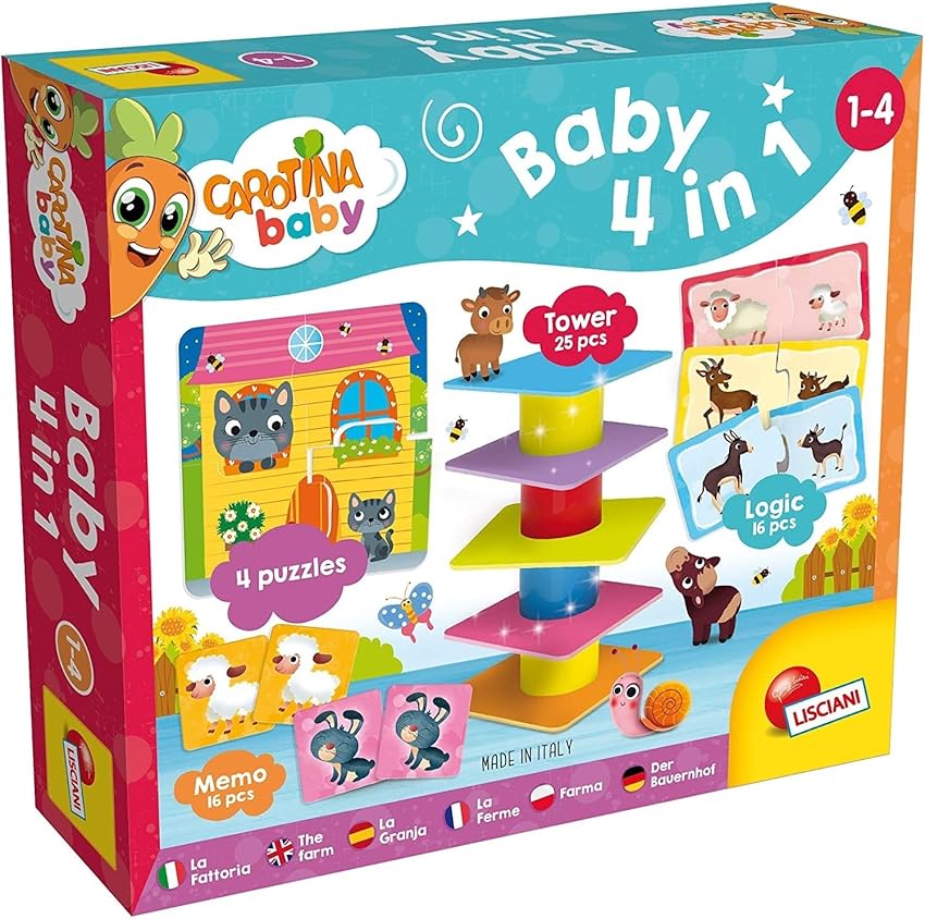 Detalle de Lisciani Carotina Baby 🧸 Juegos Educativos 4 en 1 para Niños