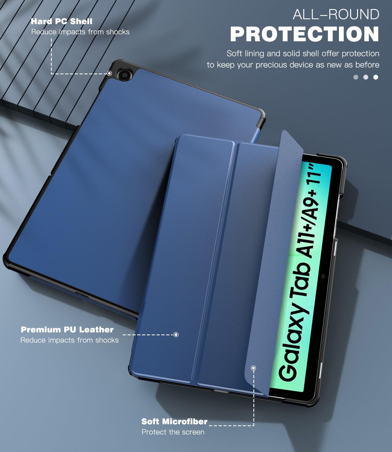 Thumbnail 5 de TiMOVO Slim Case for Samsung Galaxy Tab A11+ / A9+ 11" with Auto Wake/Sleep – Navy Blue