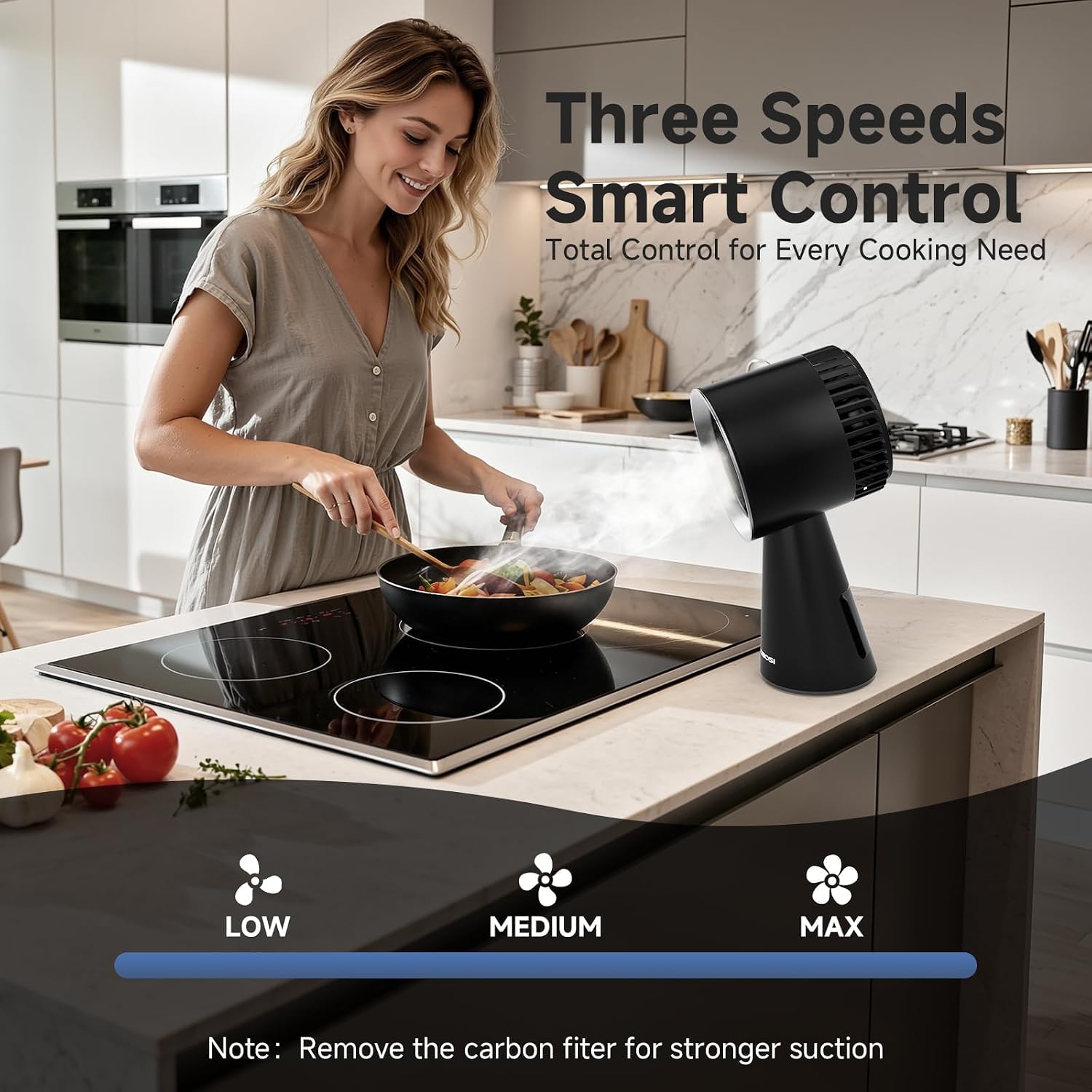 Detalle de AAOBOSI Portable Range Hood, Model AAOBOSI, 3-Speed Ductless Countertop Fan