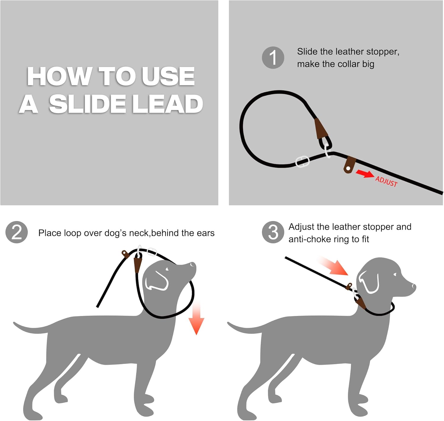 Detalle de Fida Slip Lead for Dogs 1.8m One-Size Rope Leash with Reflective Stitching (Blue)