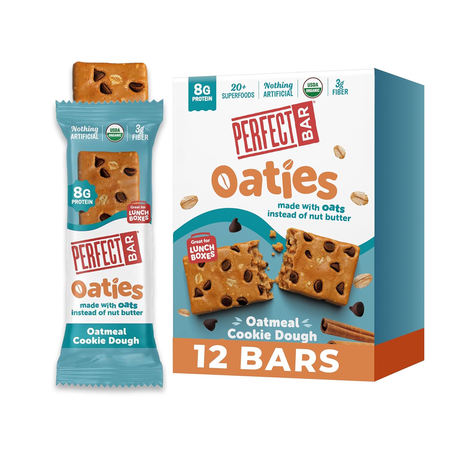 Detalle de Perfect Bar Oaties Oatmeal Cookie Dough Protein Bars, 1.83 oz, 12 Count