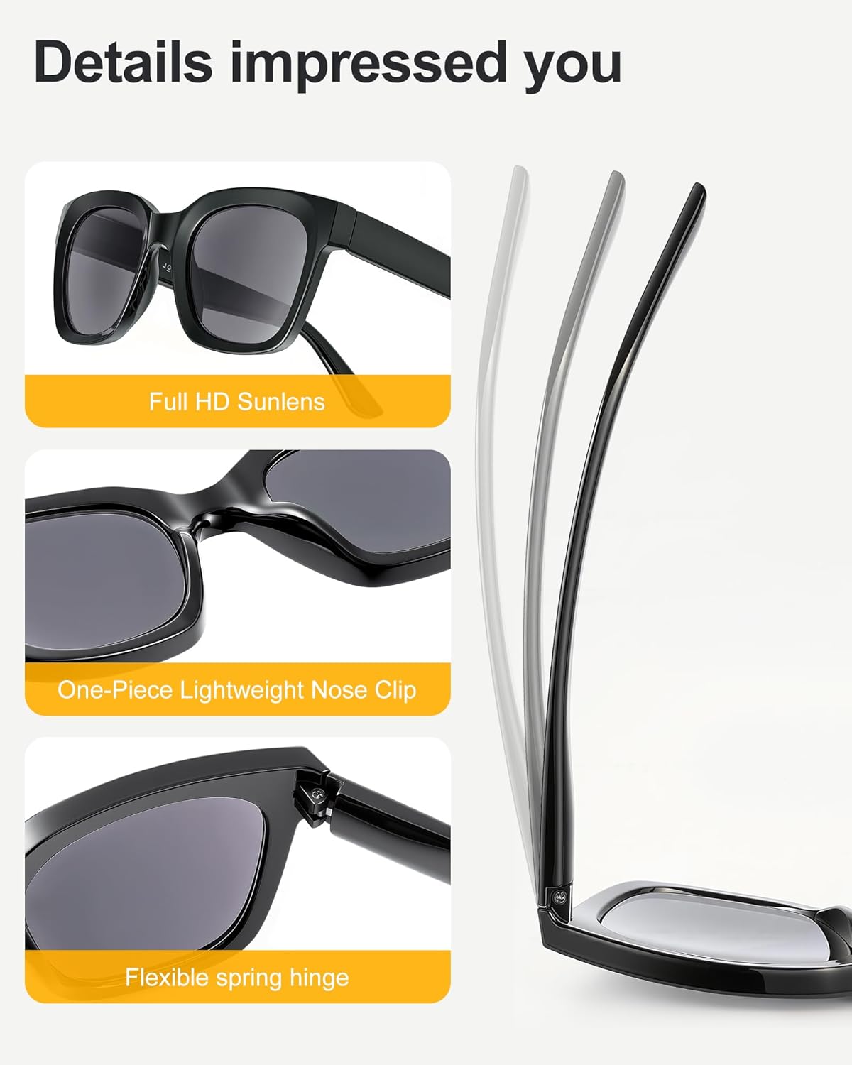 Detalle de JOLISU 3 Pack Full Lens Reading Sunglasses for Women – Oversized UV400 Shielded Readers