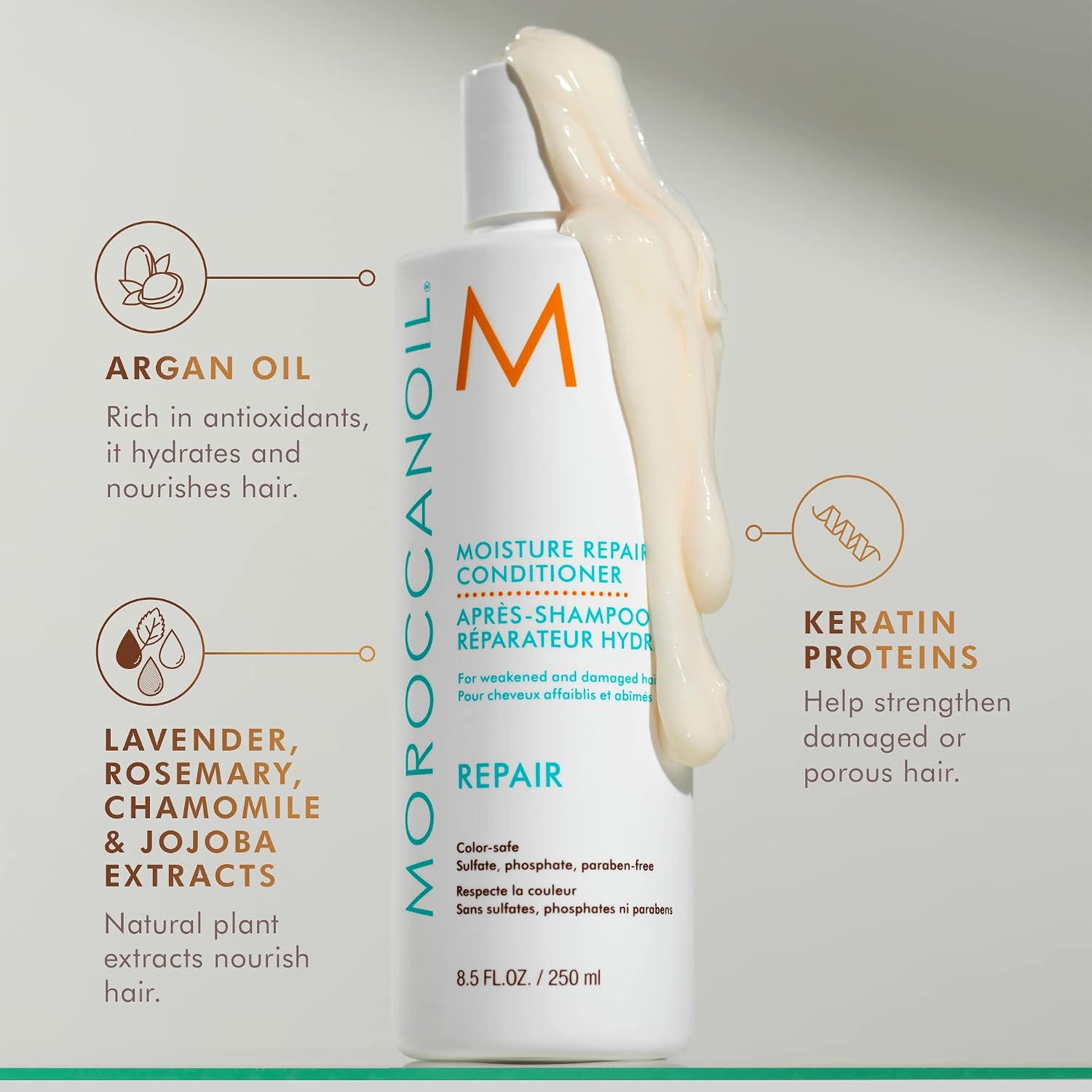Detalle de MOROCCANOIL Regenerierender Conditioner – pflegend, entwirrend und für geschädigtes Haar