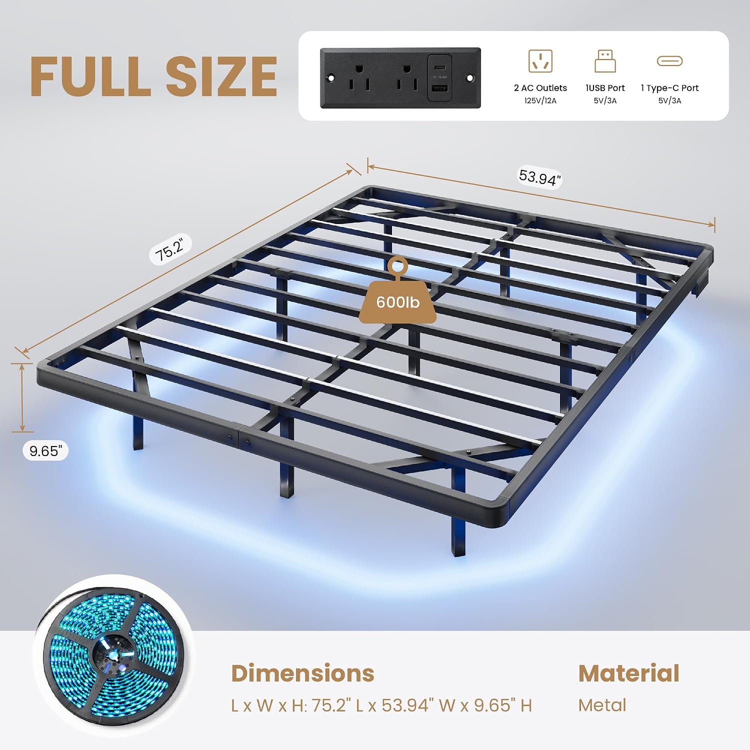 Thumbnail 1 de SHA CERLIN Full-Size Platform Bed Frame