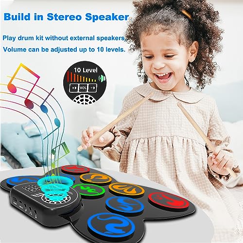 Detalle 2 de CNAPXAIA Batteria Elettronica a 9 Pad: Portatile, Silenziosa e Versatile per Giovani Musicisti