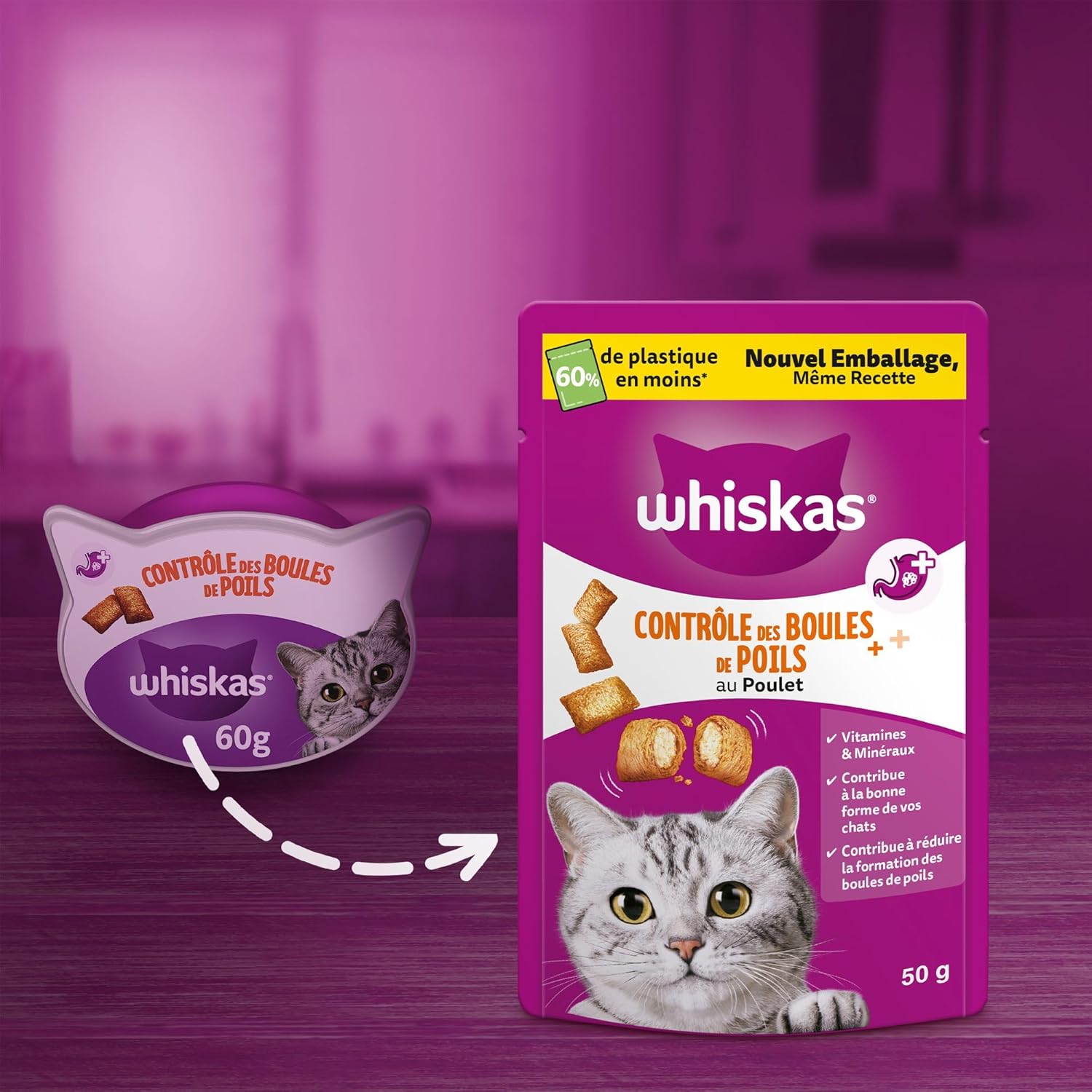 Thumbnail 6 de Whiskas Contrôle des Boules de Poils Friandises pour Chats 50g Lot de 6