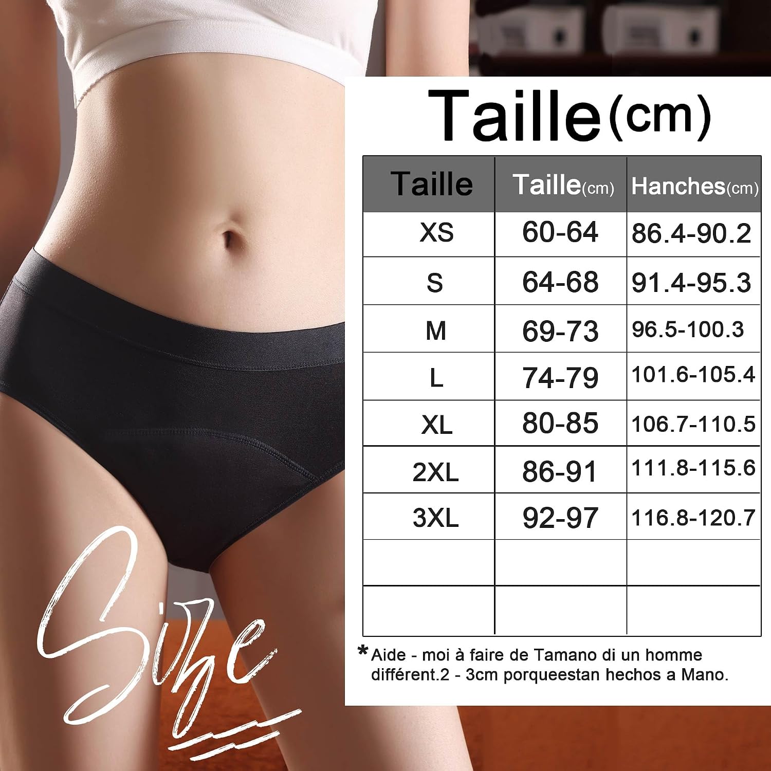 Detalle 2 de FOTOOL Culotte Menstruelle Absorbante – Solution réutilisable en coton pour flux léger à abondant
